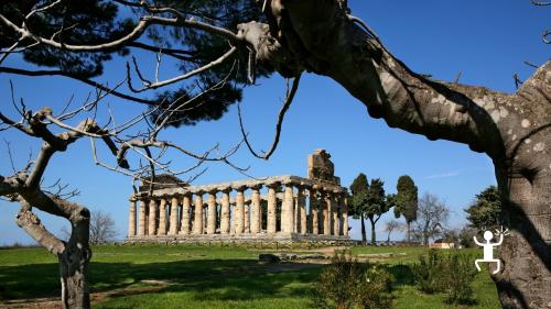 Outdoor park of paestum temples in Campania