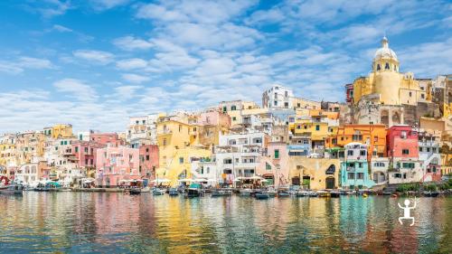 Discover the island of Procida by boat trip with lunch served on board in summer in Campania